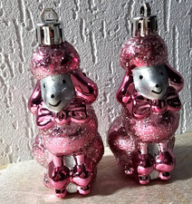 2 Christbaumkugeln--Hund--Pudel-rosa/pink--Königspudel-Baumschmuck--8 cm-Kugel
