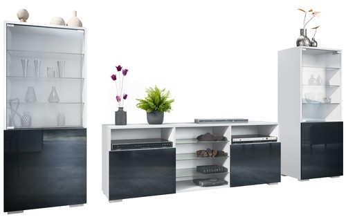 Wohnwand lowboard vitrine - wohnwand,