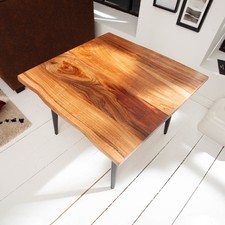 Massiver Beistelltisch ORGANIC LIVING 60cm Akazienholz Couchtisch mit Baumkante