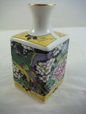 Kamotsuru Japan kleine VASE / Miniaturvase, Porzellan, 10 cm, eckig, Sammelvase