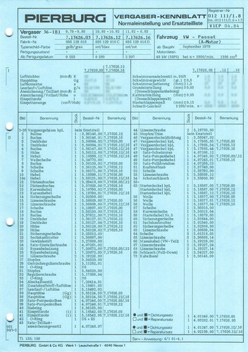 Datenblatt einstelldaten solex - datenblatt,
