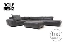 Rolf Benz Mio Hocker Garnitur Couch Sofa Eckcouch Ecksofa  Leder grau