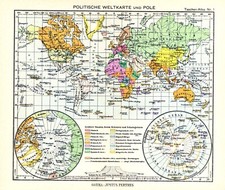Politische Weltkarte und Pole +Landkarte 1943+ 2.Weltkrieg, Großdeutschland