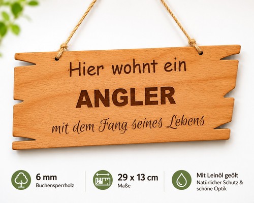 Holzschild hier wohnt - hier,