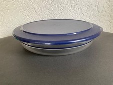 Tupperware 2783 Tafelperle Schüssel flach 2 L mit Dekor Umrandung u. Deckel blau