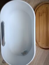 Valela Brotkasten Brotbox weiß - Holzdeckel mit Schneidebrett - neu