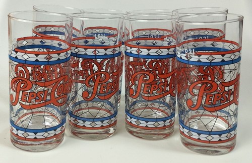 Vintage pepsi cola gläser - 8x,