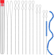 12 Stück Perlennadeln, Perlennadeln zum Auffädeln von Perlen 6 Größen (0,2mm-0,7