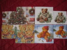 8-Servietten Set~ Weihnachten, TEDDY-BÄR, Spielzeuge, Weihnachtsmann~ 33x33, 25x