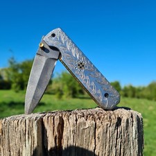 Damastmesser Taschenmesser Damaszener Klinge Klappmesser scharf handmade  (X0)