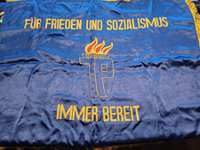 Original DDR Jung Pionier Parade Fahne ca 120 x 90 cm / Top Zustand Seide