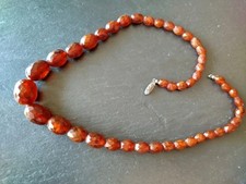 Kette Bernstein, facettierte Kugeln 50ger Jahre  52cm / 27 gr Verschluss defekt