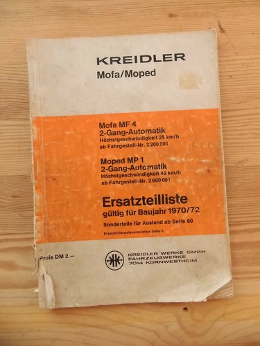 Ersatzteilliste kreidler mofa - ersatzteilliste,
