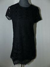 Neues Lipsy Londan Damen Kleid Gr 36 Schwarz mit Floraler Spitze Kurzarm 