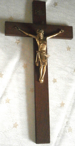 Holzkreuz messing jesus - holzkreuz,