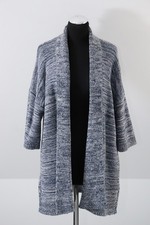 ° TOMMY HILFIGER ° long Grobstick CARDIGAN Gr. M /38 40 42 blau weiß Open