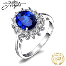 Damen 925er Silberring Blauer Saphir Stein Schmuck Silber Ring Geschenk Frau