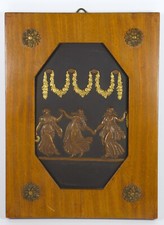 Antikes Bronze Relief / Plakette, Drei Tanzende Grazien, um 1900 (A)