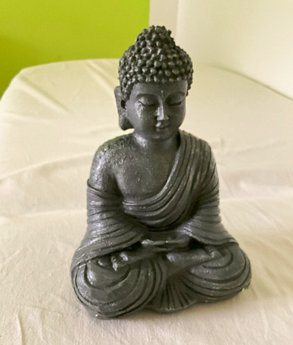 Buddha figur grau sitzend - figur,
