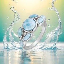925 Silver Ring Larimar Blue