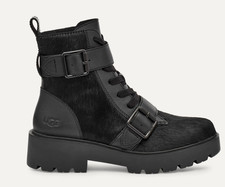 UGG Damen Stiefel Leder Black Biker-Boot 1125331 Zorrah Calf Hair Kalbsfell EU43