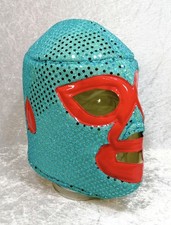 LUCHADOR MASKE, Jasbel Textiles, Türkis, Wrestling-Maske aus Mexiko, 1A Zustand