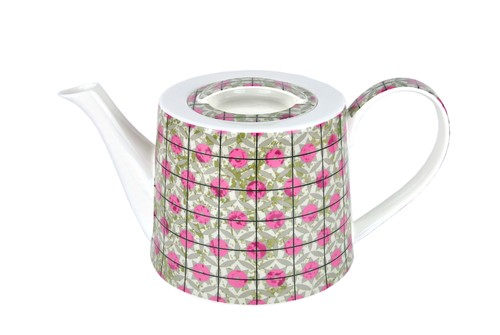 Teekanne kreise grau rosa - teekanne, grau/rosa