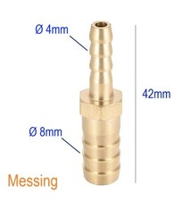 4mm auf 8mm Reduzier Adapter Schlauchstutzen Messing Schlauch Verbinder Übergang