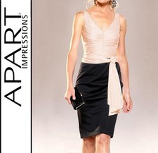 NEU WOW COCKTAILKLEID ETUIKLEID mit SATIN GR. 32 36 APART schwarz rosa *508735