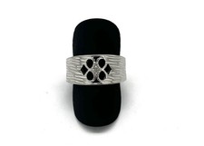 Modeschmuck Ring, Bandring, Muster, simulierte Diamanten, 10 mm breit, Gr. 60