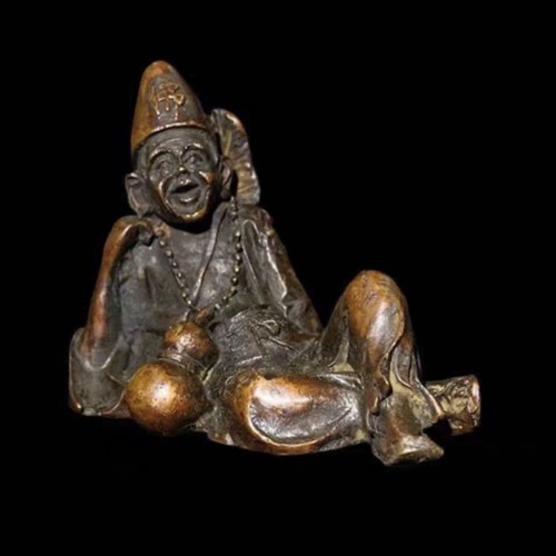 Vintage brass carved statue - brass,