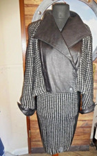 Unikat Einzelstück handmade Lederkostüm Gr 42 Leder + Strick Rock + Jacke + bag