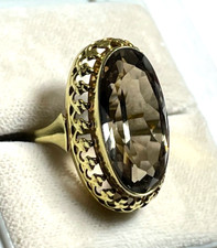 Vintage Design 333 Gold 8 K Ring Rauchquarz Ø 17,5 mm RG 55 Juwelier wunderschön