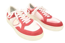Philippe Model Schuhe Herren (Eu) 43 Weiß/Rot Schnürsenkel Rund Low Top Sneaker