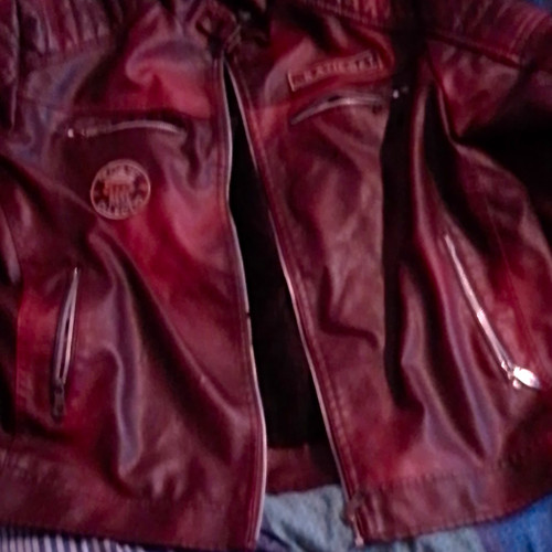 Bordeaux kunstleder bikerjacke - bordeaux,
