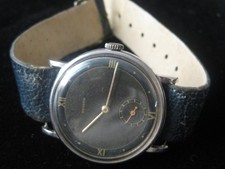 Siegerin antike Uhr Handaufzug, Militär WK, gravierter Edelstahlboden Alpina 595