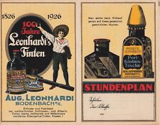 Stundenplan - 100 Jahre Leonhardi`s Tinten, Bodenbach - Füller Tintenfass 1926