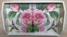 Dekotablett , Holz ," Pfingstrosen " ,Serviettentechnik ,  ,lackiert , neu ,