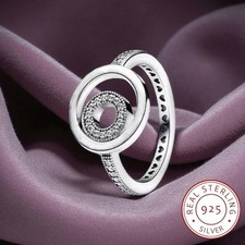 Damenring 925 Sterling Silber Kreis mit klaren Zirkonia Ring – inkl. Geschenkbox