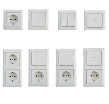 GIRA System 55 Set reinweiss glänzend Steckdose Wechsel Serien Kontrollschalter