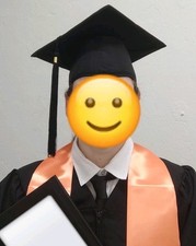 Uni/Karneval/ Abschlustalar mit Doktorhut und orangener Stola Größe XS-M