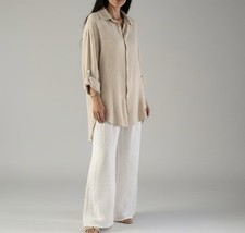 Bluse Musselin Hemd Beige