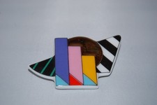 Brosche 6 cm Gold schwarz