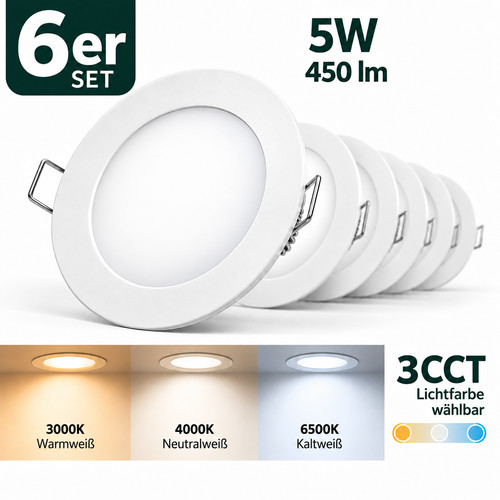6er set led einbaustrahler - 6er, 5w