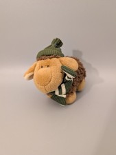 Vintage NICI Schaf mit Mütze und Schal, braun Kuscheltier 10cm Plüsch Stofftier 