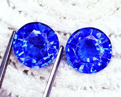 Blauer saphir rundschliff paar - blauer,