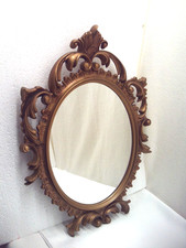 Wandspiegel Oval Gold farb. Antik Barock Stil Vintage Garderobenspiegel Shabby