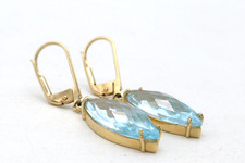 Ohrringe 585 GOLD 14 Karat Gelbgold Ohrhänger Blautopas orecchini G2186/25