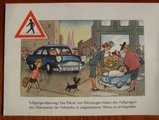 Opeldienst Werbekarte Fußgängerüberweg Oldtimer Autohaus Wiesbaden GmbH Rekord