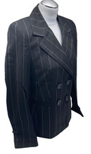 ALBA MODA Blazer Jacke Gr. 34 schwarz Nadelstreifen Viskose Schurwolle Seide neu